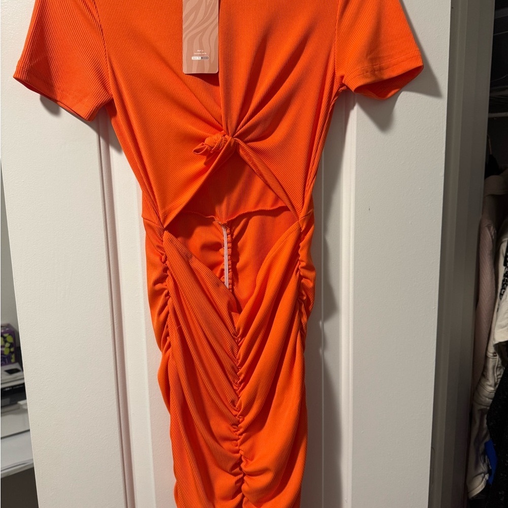 Orange Ruched Dress